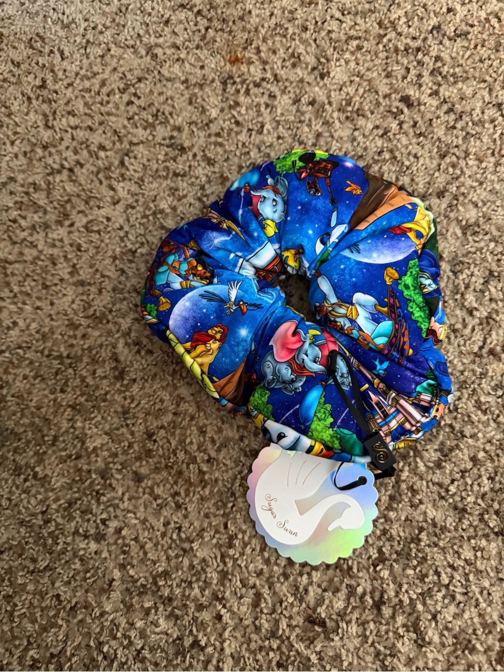 Disney-Inspired Blue Printed Hair Scrunchie